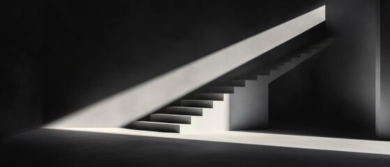 Obraz premium minimalist staircase with dramatic lighting and shadows