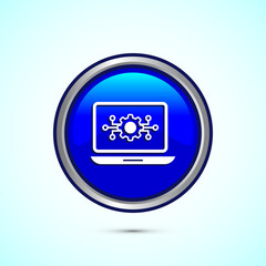 Information technology icon design illustration. Digital tech icon, Blue Color Round Button Design