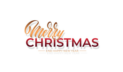 Merry Christmas and Happy New Year hand lettering calligraphy. Vector holiday illustration element. Typographic element for congratulations.
