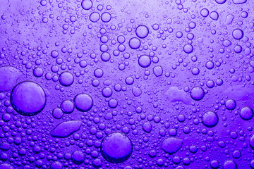Macro purple bubble texture,oil with bubbles on Violet background. Abstract space purple violet background. Soft selective focus. macro of oil drops on water surface. copy space. air bubbles