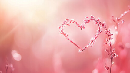 Heart-shaped floral design with soft pastel background in spring