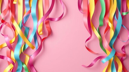 Pastel colored 3d ribbons forming abstract wallpaper with copy space, multicolored, render, abstract