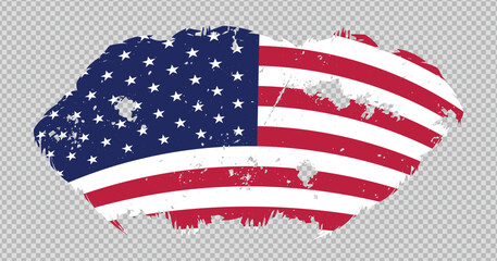 United States national flag with distressed stroke brush effect on isolated background
