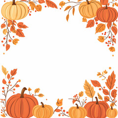 Autumnal frame with pumpkins and leaves, perfect for Thanksgiving or fall-themed designs.
