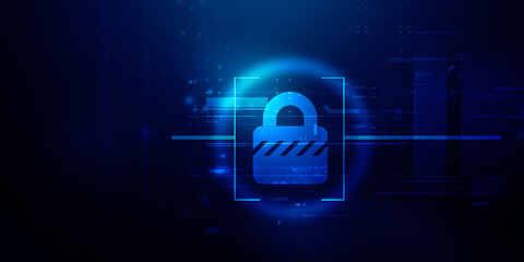 2d illustration Safety concept: Closed Padlock on digital background