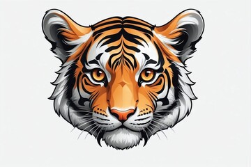 Black and Orange Minimalist Illustration of a Tiger Cub on a White Background