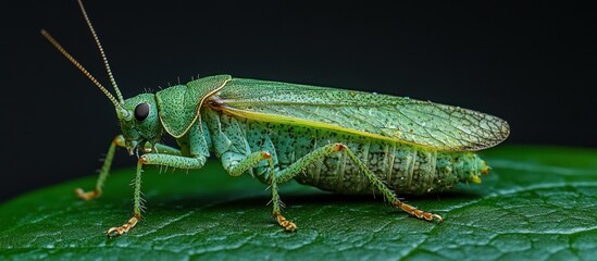 Naklejka premium Green Cricket on Leaf