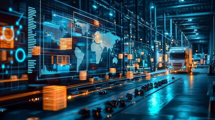 High Tech Logistics Dashboard Showing Real Time Metrics for Global Optimization