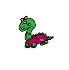 cute dinosaur character oatar white background