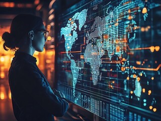 Global Logistics Control Panel Monitored by Business Executive for Smooth