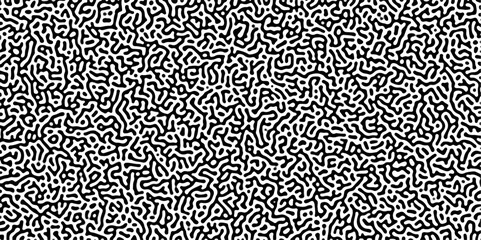 Turing reaction diffusion monochrome seamless pattern with chaotic motion .Linear design with biological shapes. Organic lines in memphis. abstract turing organic wallpaper background .	