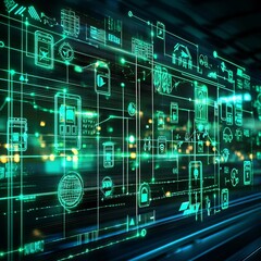 Glowing Digital Supply Chain Management Dashboard Showcasing Environmental Metrics and Green Logistics
