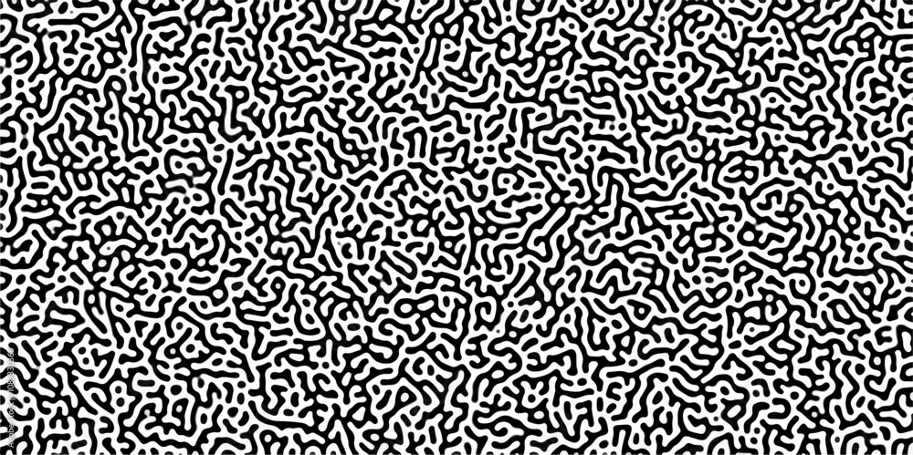 Fototapete Monochrome Turing reaction background. Abstract pattern background. Linear design with biological shapes. Organic lines in memphis. Overlay template abstract Turing organic wallpaper background. 