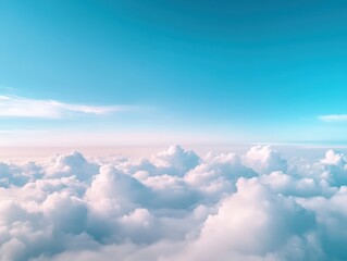 beautiful sky with fluffy clouds and a serene blue backdrop