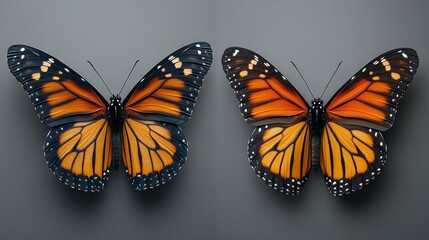 Obraz premium Two Monarch Butterflies Display