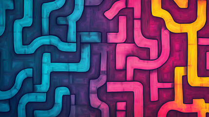 Abstract colorful maze, labyrinth, geometric, pattern, design, background. Intriguing Optical Illusions. Illustration