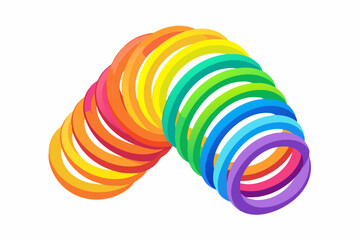 Rainbow slinky toy spring and plasti product vector illustration