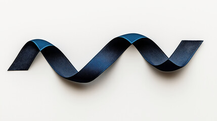 Curved blue ribbon on a light background, creating a wave pattern with smooth lines and a shiny texture.