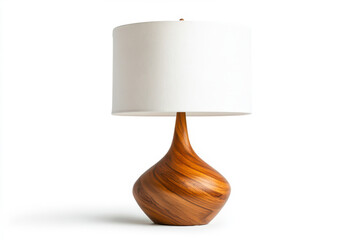 Mid Century Table Lamp With Textured Shade on a Bright White Background