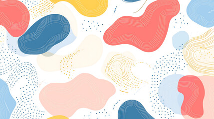 Fototapeta premium Colorful line doodle seamless pattern. Creative minimalist style art background, trendy design with basic shapes. Modern abstract color backdrop