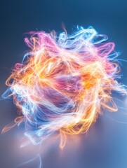 Dynamic Light Trails Representing Safety and First Aid Concepts in a Vibrant Abstract Composition of Blue, Orange, and Pink Hues for Educational Use