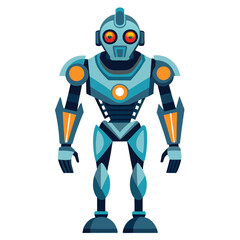 Robot Cyborg Vector Illustration Featuring Futuristic Mechanical Details and Advanced Robotic Elements