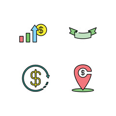 Black friday icon design vector symbol set including profit chart, parchment, cash back and location