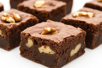 delicious homemade brownies with walnuts on top