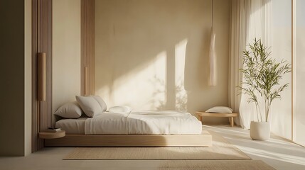 Elegant and Cozy Modern Bedroom Interior Design with Stylish Decor, mockup, poster and Background