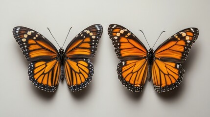 Obraz premium Two Monarch Butterflies: A Glimpse of Nature's Beauty