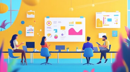 Business Meeting with Charts and Graphs