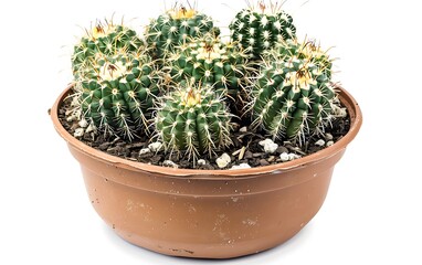 Cactus in a pot isolated on white background.