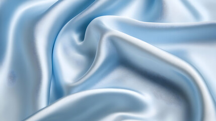 Obraz premium Soft, flowing light blue silk fabric with elegant drapes and folds, perfect for background or texture.