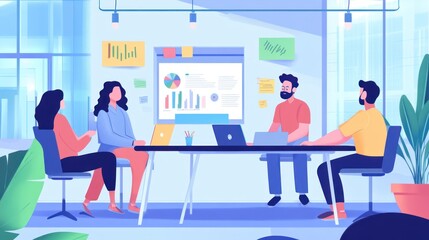 Business Meeting in a Modern Office
