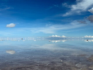 Reflection on Bolivia's Uyuni Salt Flats