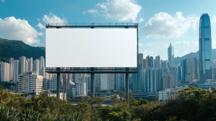 billboard or blank poster, blank white mast banner mockup, front view, outdoor, billboard clear poster for advertising display outside sign template, for Display or montage of product