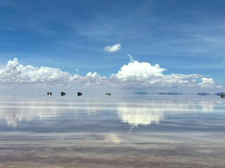 Reflection on Bolivia's Uyuni Salt Flats