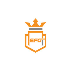 Initial EFG shield with a crown KING logo template Vector