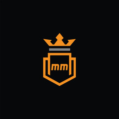 Initial MM shield with a crown KING logo template Vector