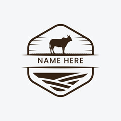 cow farm badge logo design