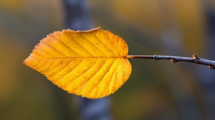 Obraz premium Golden Autumn Leaf On A Branch