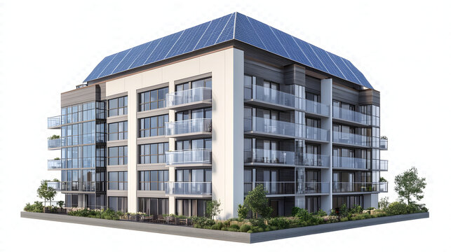 
solar panel on buiding on white or transparent png