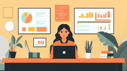 Fototapeta premium Businesswoman Analyzing Data at Her Desk