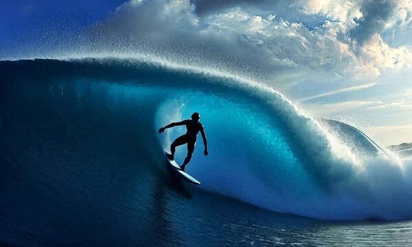 Surfer in action