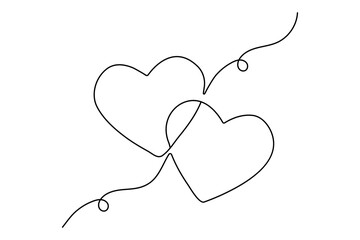 Love letter continuous one line drawing and valentine's day outline vector design