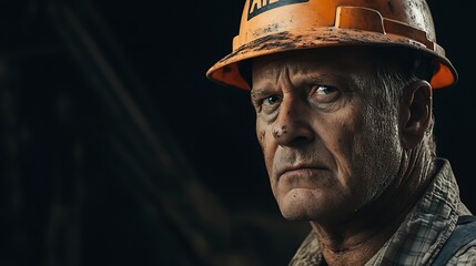 Close-up Portrait of a Hardworking Construction Worker on the Job Site AI Generated