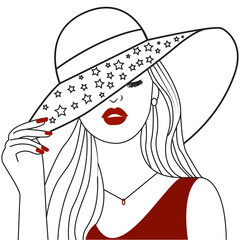 cute stylish girl  in a cap front side image icon vector design 