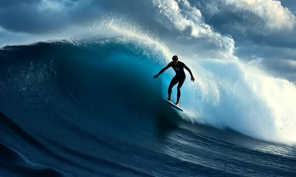 Surfer in action
