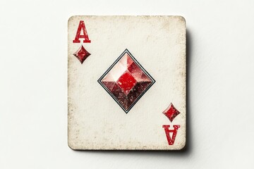 Obraz premium A detailed close-up of the four of diamonds card, showcasing its four red diamond symbols arranged symmetrically on a white background, creating a clean and elegant composition.
