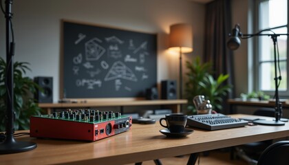 Modern Recording Studio with Audio Equipment and Creative Atmosphere